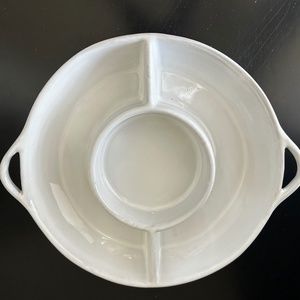 White Ceramic Appetizer Dip Tray. Made in Portugal. Vintage